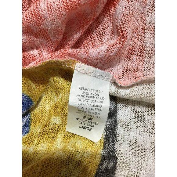 CY Fashions Oversized Striped Tie Front Top LG - Picture 6 of 6